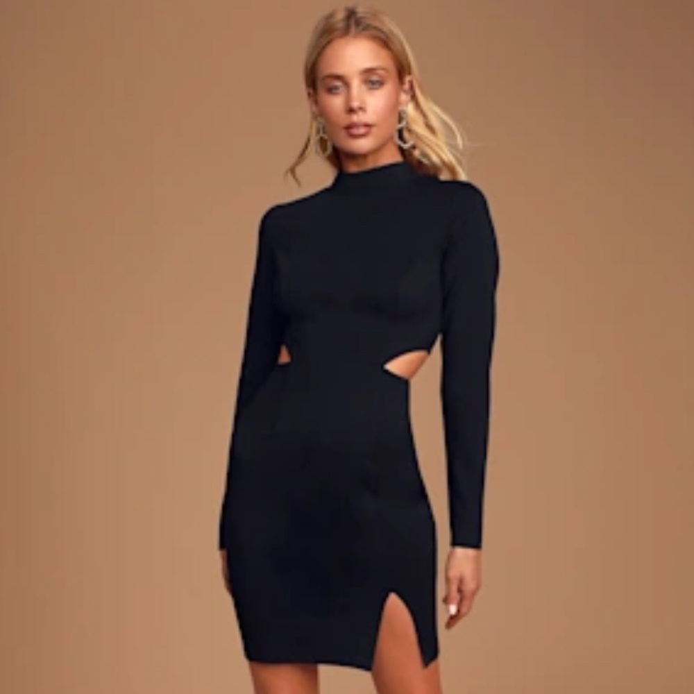 Black Long Sleeve Cutout Bodycon  Dress